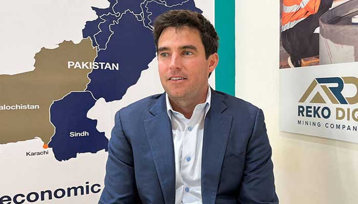Tim Cribb, Barrick Gold’s Project Director For Pakistan’s Reko Diq, speaks during an interview with Reuters, at the Pakistan Minerals Investment Forum 2025, in Islamabad, Pakistan April 8, 2025. — Reuters
