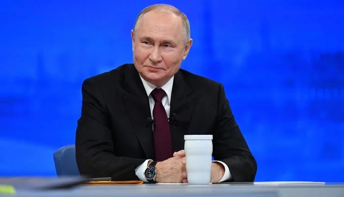 Russian President Vladimir Putin attends his annual end-of-year press conference and the Direct Line question and answer session, at Gostiny Dvor Exhibition Centre in Moscow, Russia, on December 14, 2023. — Reuters