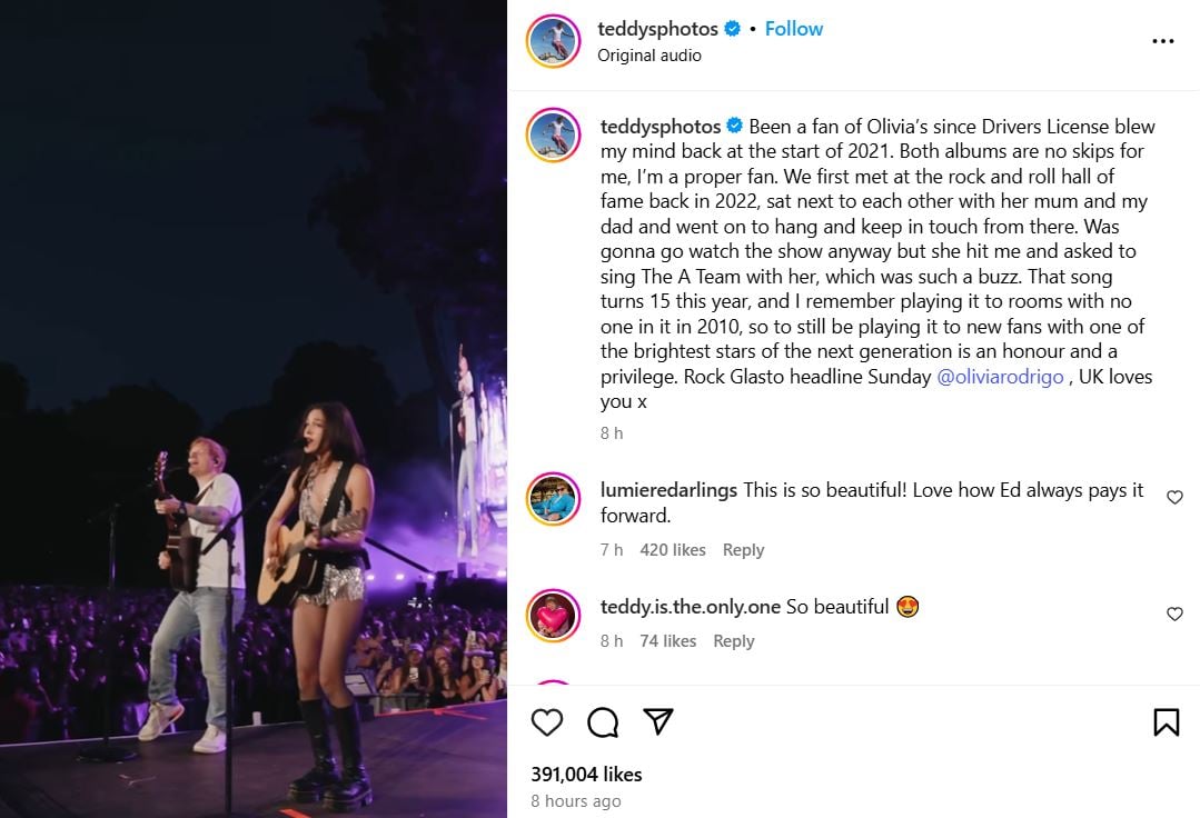 Olivia Rodrigo surprises BST Hyde crowd with Ed Sheeran duet