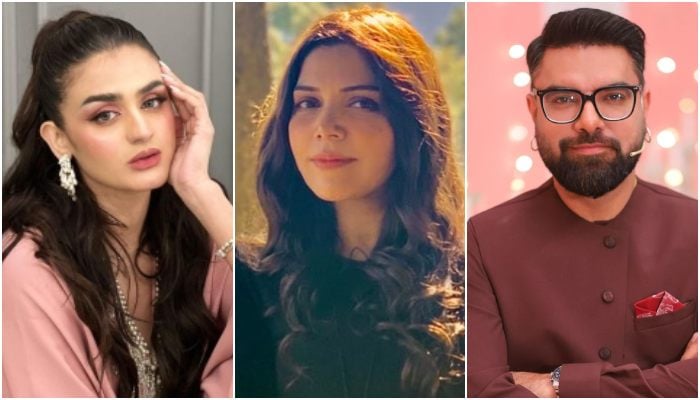 (From left to right) Hira Mani, Hadiqa Kiani and Yasir Hussain. — Instagram/@hiramaniofficial/@yasir.hussain131/X/@Hadiqa_Kiani