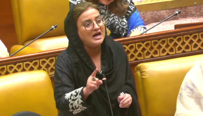 Punjab’s Information Minister Azma Bukhari speaks during the session of the Punjab Assembly, on June 28, 2025. — YouTube@ProvincialAssemblyofPunjab