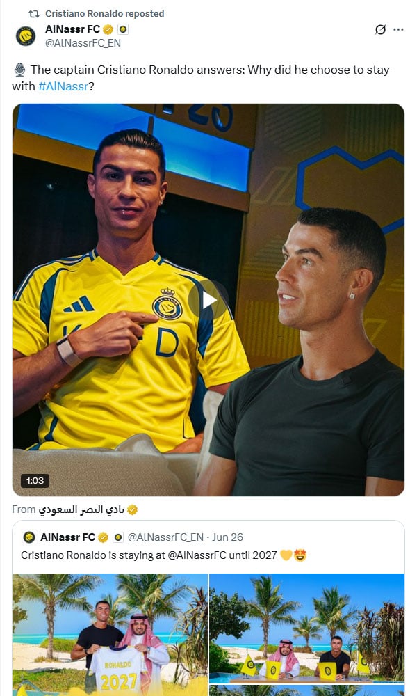 Ronaldo chooses rest over playing in Club World Cup