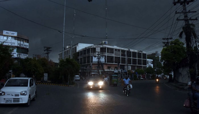 A view of dark clouds hovering over Lahore before rain on June 29, 2025. — Online