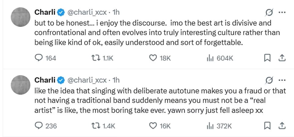 Charli XCX claps back at miming accusations after Glastonbury set