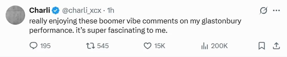 Charli XCX claps back at miming accusations after Glastonbury set