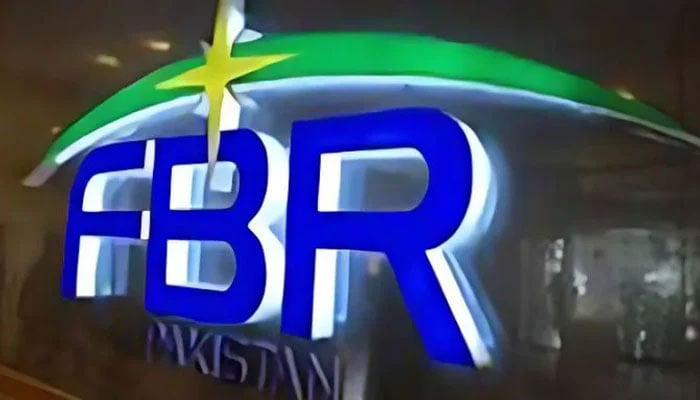 The logo of FBR is placed in the boards headquarters in Islamabad. — FBR website/File