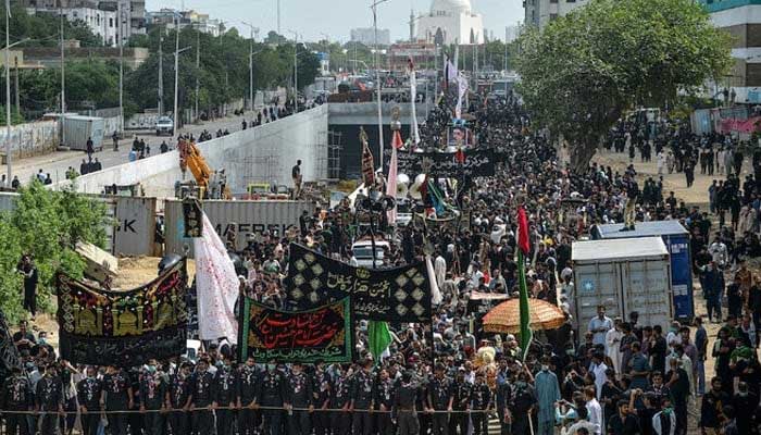 Ashura procession during the month of Muharram in Karachi on August 30, 2020. — AFP