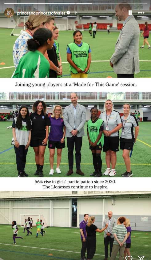 Prince William delights women footballers with surprise visit