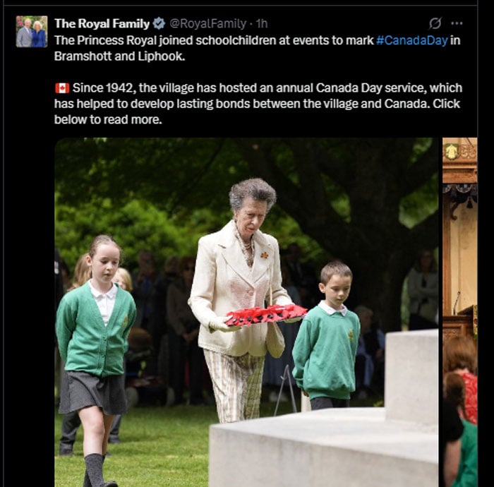 Princess Anne joins schoolchildren to mark Canada Day