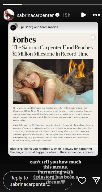 Sabrina Carpenter celebrates major milestone