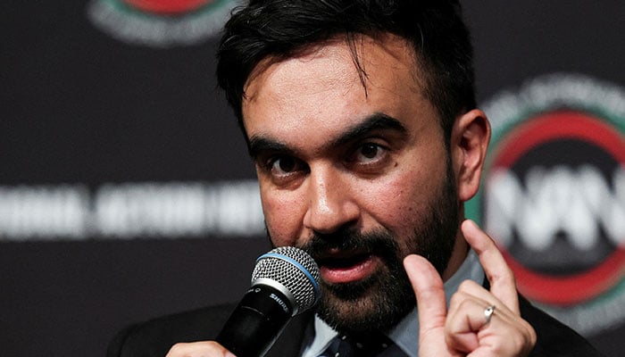 Zohran Mamdani speaks during the National Action Network National Convention in New York City, US, April 3, 2025. — Reuters