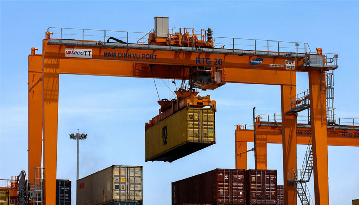 A container is loaded onto a cargo ship while docked at Hai Phong port, after US President Donald Trump announced a 90-day pause on tariffs for many countries, in Hai Phong, Vietnam, April 16, 2025. — Reuters