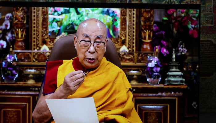 Tibetan spiritual leader Dalai Lama addresses via a video message at the inaugural session at the 15th Tibetan Religious Conference at the Dalai Lama Library and Archive near Tsuglagkhang, also known as Dalai Lamas Temple complex, in the northern hill town of Dharamshala, India, July 2, 2025. — Reuters