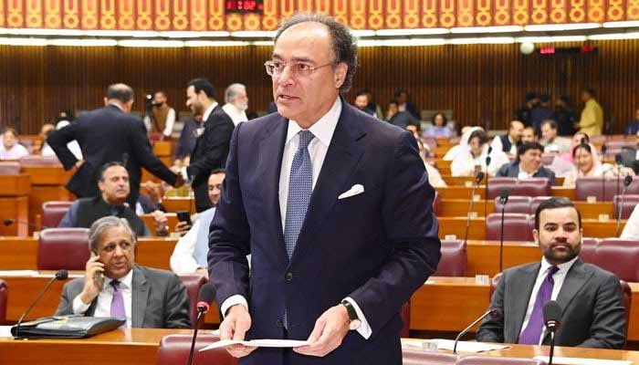 Finance Minister Muhammad Aurangzeb speaks during NAs budget session in Islamabad, on June 26, 2025. — X/@NAofPakistan