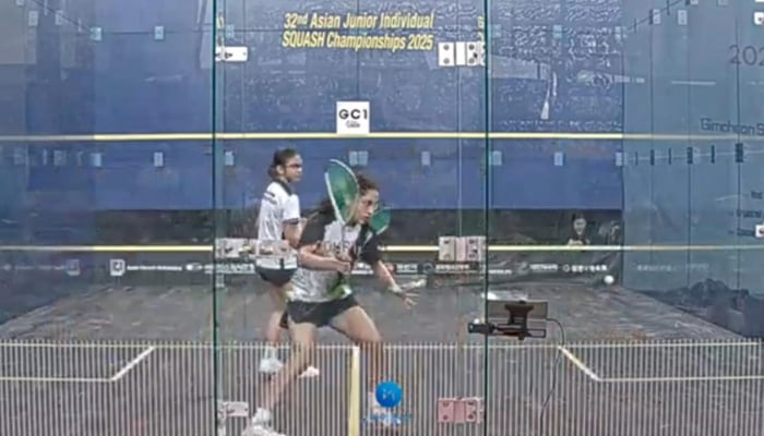 Pakistan’s Mahnoor Ali in action at the  32nd Asian Junior Squash Championship in Gimcheon, South Korea, on July 4, 2025. — Reporter