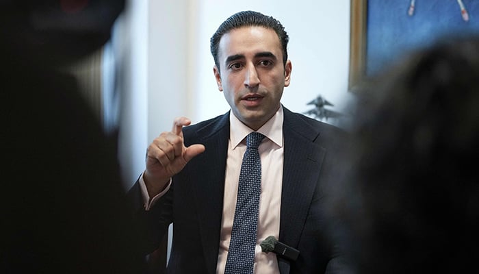 PPP Chairman Bilawal Bhutto-Zardari speaks during an interview with AFP at the Pakistani Embassy in Washington, DC on June 4, 2025. — AFP