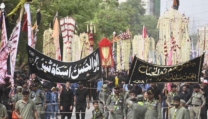 Mourners participate in Muharram 8 procession  on July 4, 2025. — INP
