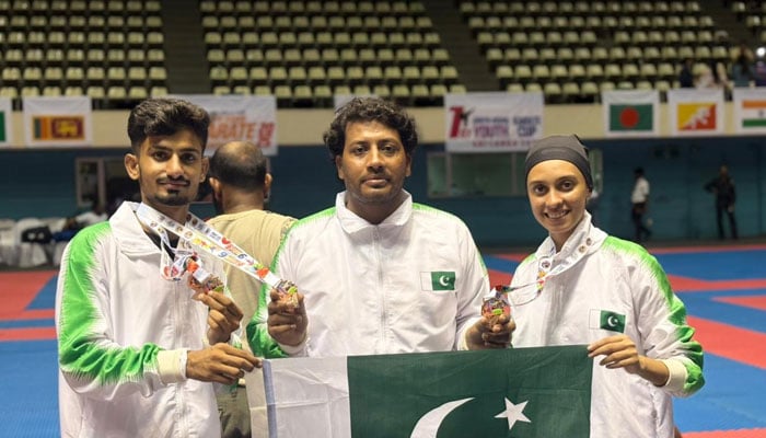 Pakistani participants at South Asian Karate Championship. — Reporter
