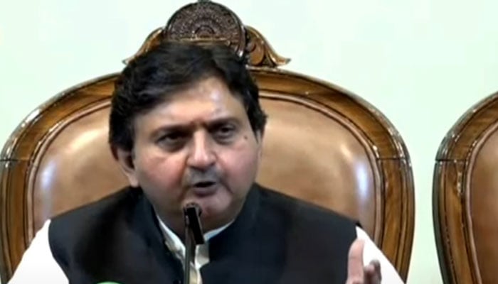 Punjab Assembly speaker addresses a press conference in Lahore on July 7,2025. — Screengrab via Geo News
