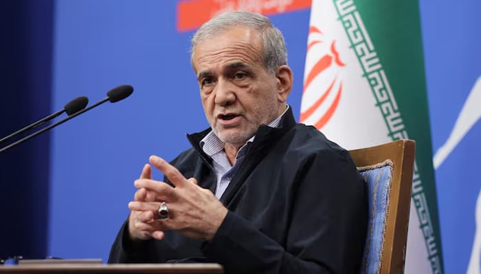 Irans President Masoud Pezeshkian attends a press conference in Tehran, Iran. — Reuters