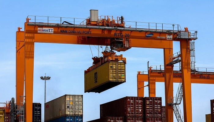 A container is loaded onto a cargo ship while docked at Hai Phong port, Vietnam, April 16, 2025. — Reuters/File