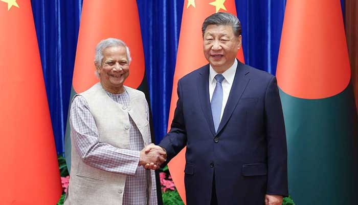 Chinese President Xi Jinping met with Chief Advisor Muhammad Yunus of the interim government of Bangladesh on March 28, 2025. — Chinese Ministry of Foreign Affairs