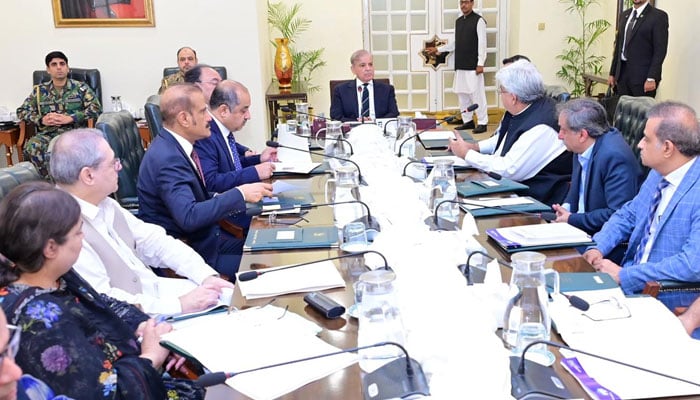 PM Shehbaz Sharif chairs a meeting regarding FBR in Islamabad on July 7, 2025. — PID