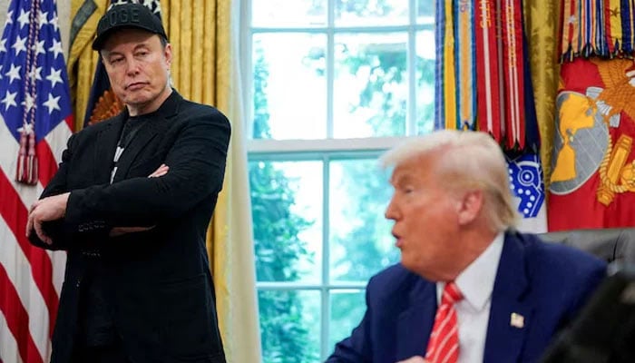 US President Donald Trump and Elon Musk attend a press conference in the Oval Office of the White House in Washington, DC, US, May 30, 2025. — Reuters