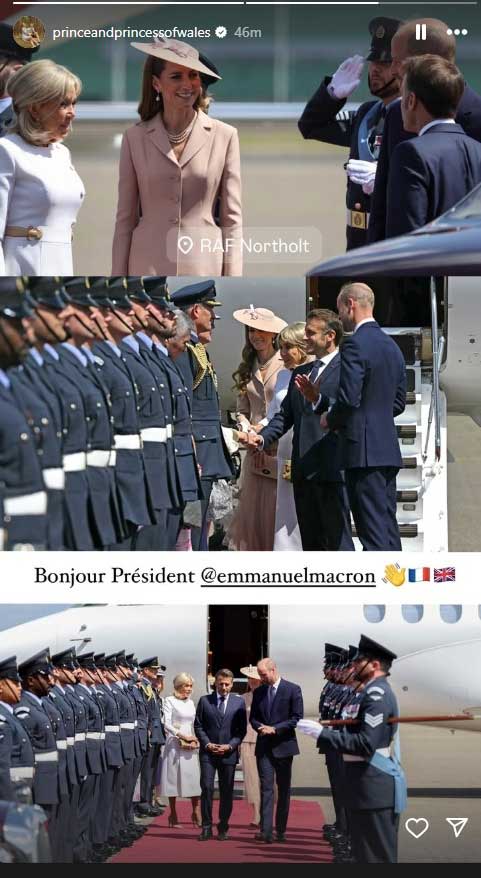 Kate Middleton joins Prince William to welcome French President Macron
