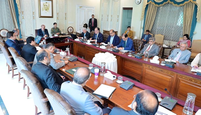 Prime Minister Shehbaz Sharif chairs a meeting on the performance of the National Tariff Commission in Islamabad, on July 10, 2025. — PID