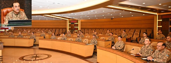 Field Marshal Syed Asim Munir, Chief of Army Staff, chairs the 271st Corps Commanders’ Conference (CCC) at the General Headquarters (GHQ) in Rawalpindi, on July 10, 2025. — ISPR