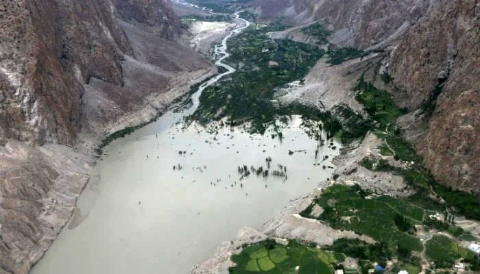 Badswat and Bilhanz villages in Immit Valley in Gilgit-Baltistan hit by a glacial lake outburst flood (GLOF) on July 17, 2018. — AKDN/File