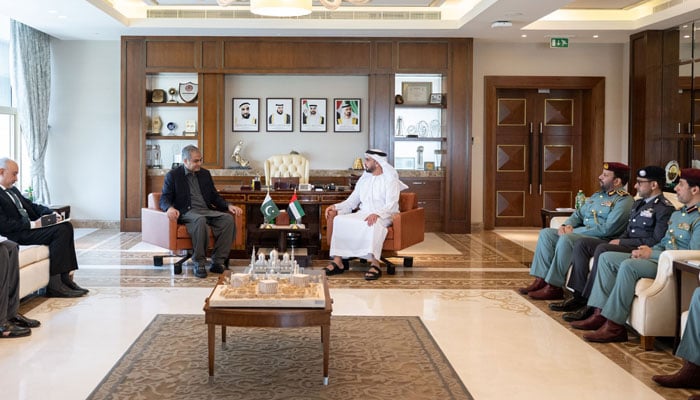 Mohsin Naqvi meets UAE Deputy Prime Minister Lt General Sheikh Saif bin Zayed Al Nahyan on July 11, 2025. — PID