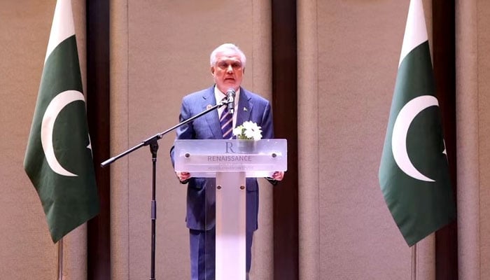 Deputy Prime Minister Ishaq Dar speaks during an event in Kuala Lumpur on July 11, 2025. — Screengrab via GeoNews