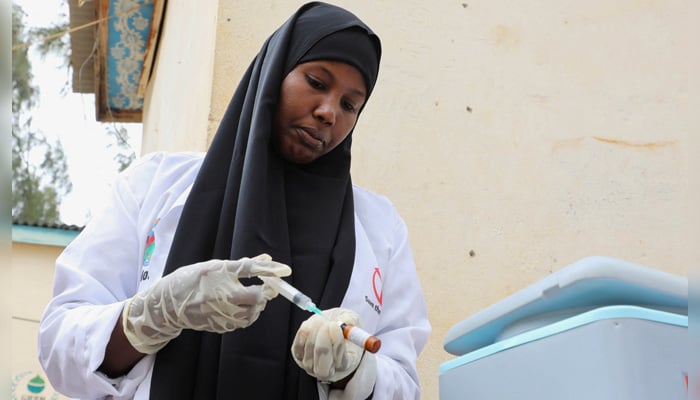 A nurse from Save the Children prepares to administer vaccines to internally displaced Somali children in Baidoa, southwest Somalia, June 25, 2025. — Reuters