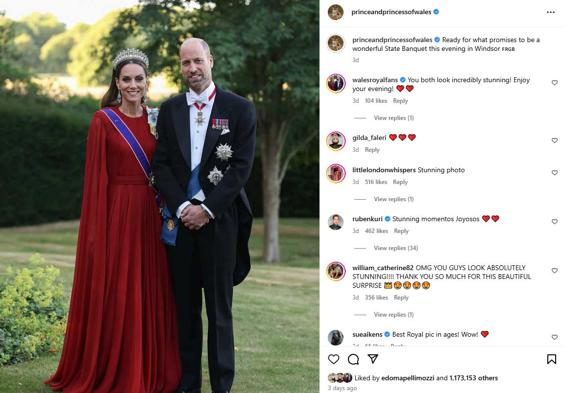 Princess Beatrices husband reacts to Prince William and Kates joint appearance