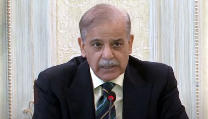Prime Minister Shehbaz Sharif speaks to delegation of overseas Pakistani students selected for govts internship program Uraan Pakistan - Summer Scholars in Islamabad, July 12, 2025. — Screengrab via YouTube/Geo News