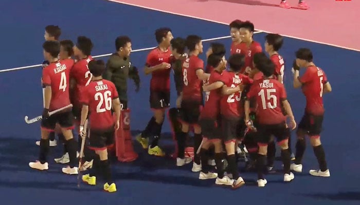 Japans team celebrates after beating Pakistan to win the Men’s Under-18 Asia Cup 2025 hockey final at the National Hockey Training Centre in Dazhou, China, on July 13, 2025. — Screengrab via Facebook@AsianHockeyFederation