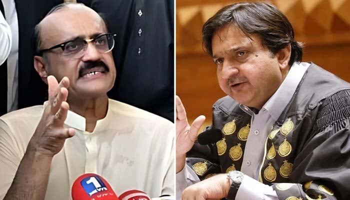 Punjab Assembly Speaker Malik Ahmad Khan (right) and Opposition Leader in Punjab Assembly Malik Ahmed Khan Bhachar. — Facebook/Malik Muhammad Ahmad Khan/PPI/File