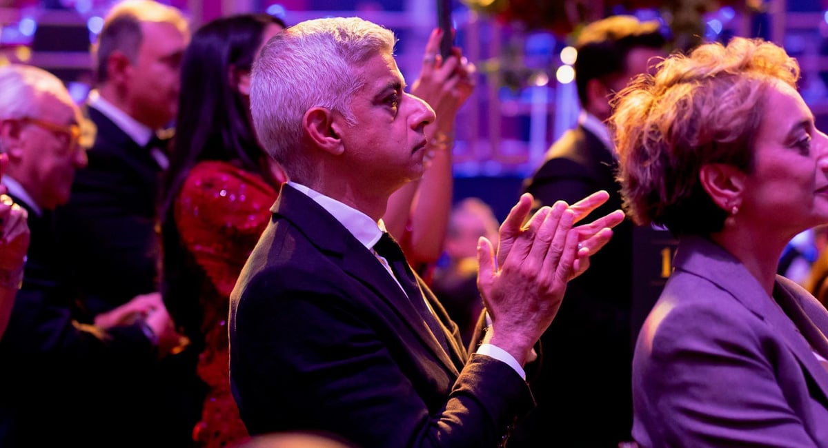 London mayor Sadiq Khan applauds during the celebration of the 50th anniversary of Bestway Group at the Royal Albert Hall, London, Britain. — Reporter