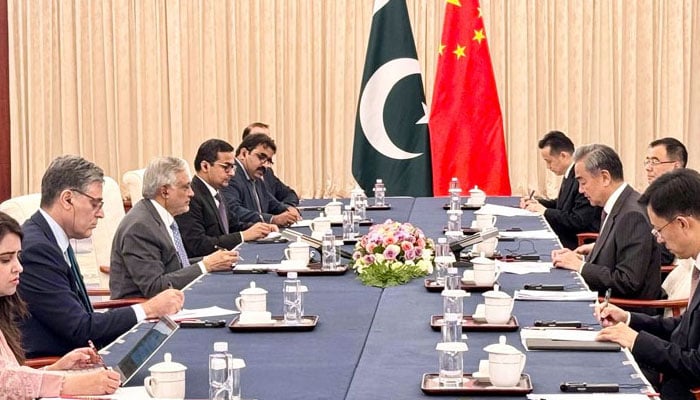 Pakistan, China hold wide-ranging discussions on key areas of mutual interest in Tianjin on July 16, 2025. — APP