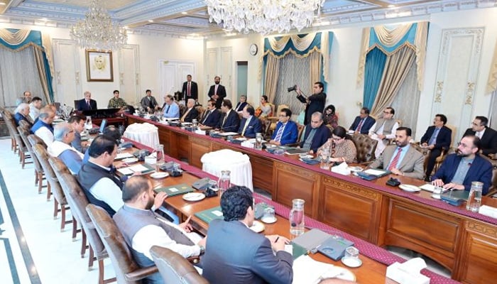 Prime Minister Shehbaz Sharif chairs a meeting of the federal cabinet in Islamabad. — APP
