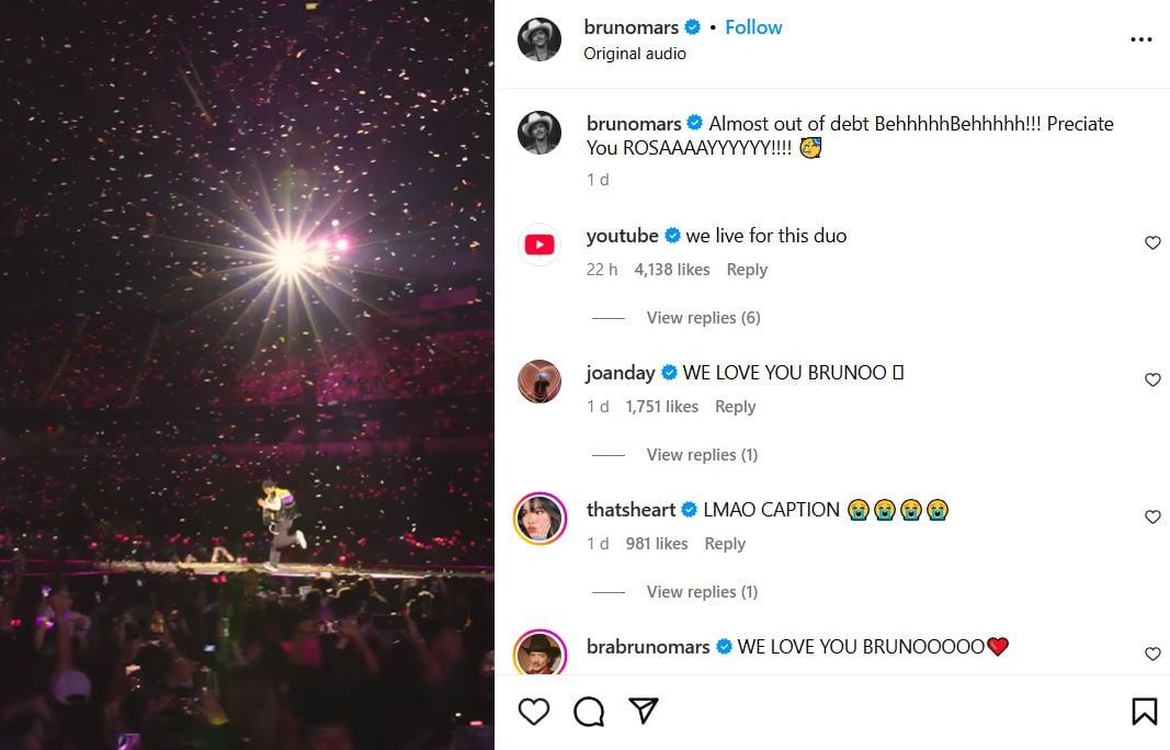 Bruno Mars makes playful joke over ‘debt post BLACKPINK concert appearance