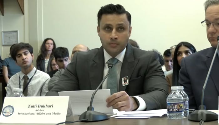 PTI leader Syed Zulfikar Bukhari speaks before the Tom Lantos Human Rights Commission of the US Congress, on July 16, 2025. — YouTube@TomLantosHumanRights