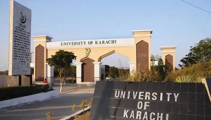 The Silver Jubilee gate of the University of Karachi. — APP/File