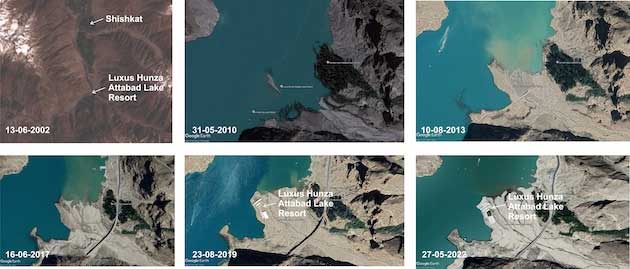 Google Earth photos of Luxus Hunza Attabad Lake Resort over time.