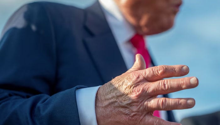 The image shows US President Donald Trumps hand. — Reuters/File