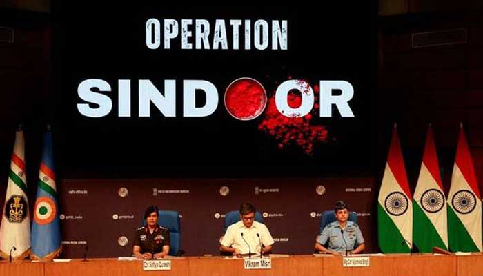 India’s Foreign Secretary Vikram Misri holds a press briefing with Indian army officials following India’s military strikes on Pakistan, in New Delhi, India on May 7, 2025. — Reuters