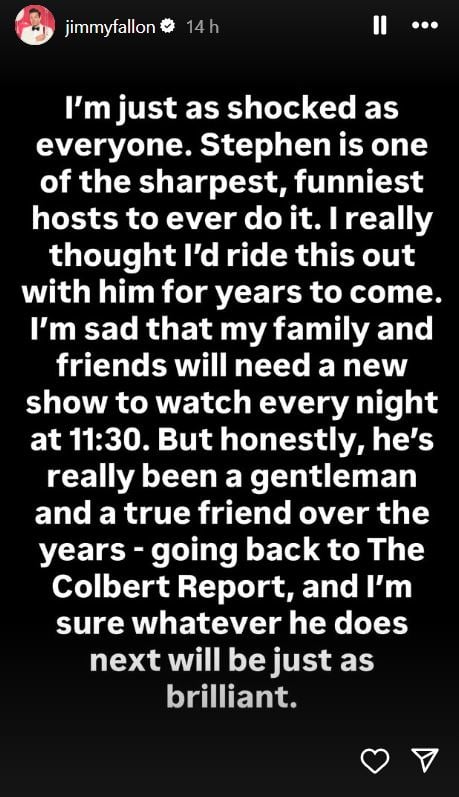 Jimmy Fallon voices support for Stephen Colbert