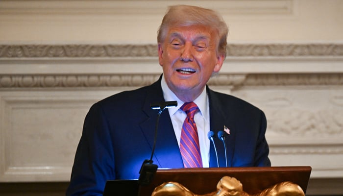 US President Donald Trump speaks at a dinner with Republican Senators, in the State Dining Room at the White House in Washington, DC, US, July 18, 2025. — Reuters